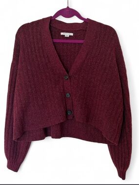 American Eagle Burgundy Button Up Cardigan